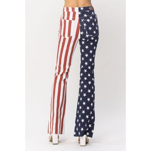 Judy Blue Americana Flag Flare Jeans Size 13 - Picture 5 of 8